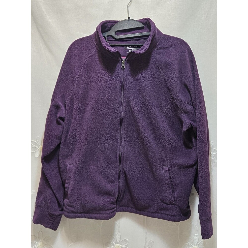 Tek Gear Womens XL Purple Sweater Zip Soft Sporty Warm Staple Solid Athleisure